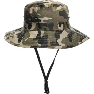 Boys Camo Sun-Bucket-Hat Summer Outdoor Safari Fishing-Hat Boonie-Cap for Big Kids 2-14Yrs