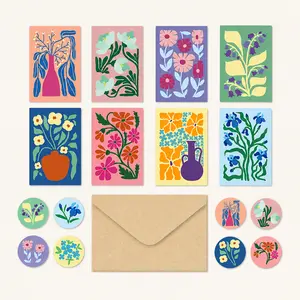 24Pcs Floral Greeting Card Set with Envelopes  All-Occasion Blank Note Cards • 8 Exquisite Designs for Birthday, Wedding & Thank You • Premium Stationery Kit with Stickers