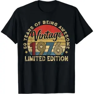 Fiftieth Birthday Celebration for Men Born in 1976 Commemorative 50 Year Milestone TShirt for Him