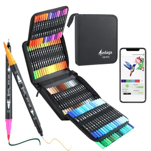 100 Colors Numbered Dual Tip Brush Pens, Colored Markers for Adults and Kids, No Bleeding Markers Set for Coloring Book, Art Supplier Fine Tip Marker pens, Bullet Journaling