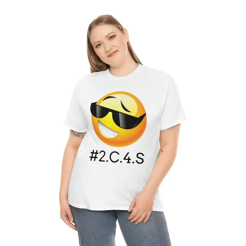 #2.C.4.S Viral Meme Tee, Funny Cool Sunglasses Emoji Graphic, Internet Humor Joke Shirt 100% Cotton Crewneck T‑Shirt