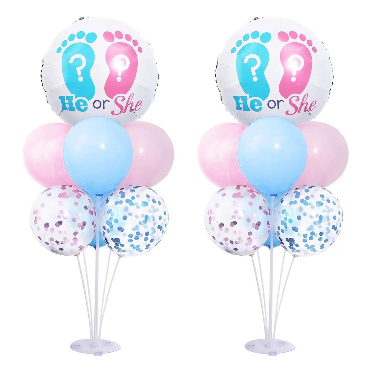 Gender Reveal Balloon Table Centerpiece Stand Kit 2 Set For Table, Gender Reveal Party Decorations With 18In Boy Or Girl Foil Balloons And Pink Blue Confetti Latex Balloons