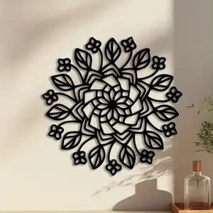 1pc Mandala Flower Metal Wall Art, Mandala Flower Statue Mural, Perfect for Patio Wall, Christmas Decor, Ideal Gift for Nature Lovers, Weather-Resistant Metal