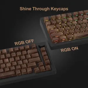 Liu Fei DigitalWood Grain Side-Engraved - 130 Keys - Original Height - PBT - Side-Engraved - Translucent Keycaps Five-Sided Sublimation Process Compatible with 61-64-68-82-84-87-96-98-100-104-108 Key Mechanical Keyboard (Only Keycaps)