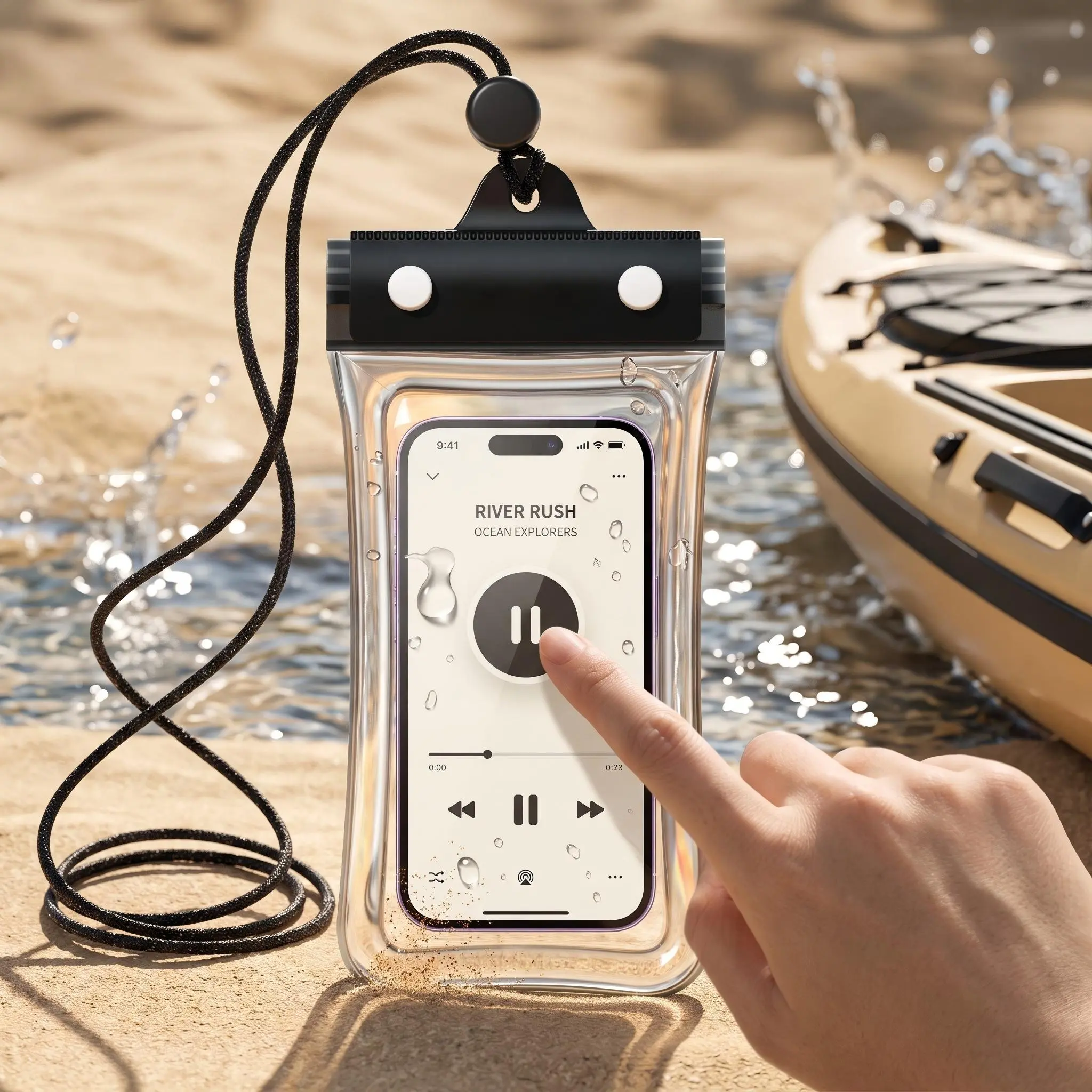 Waterproof Phone Pouch, 1 Counts Clear Waterproof Cell Phone Case Lanyard for iPhone Galaxy Up To 7",Inflatable Edge Better Buoyancy, Essential Dry Bag for Winter Swimming, Cruise Ship, Diving, Kayaking, Soak in hot springs, SPA