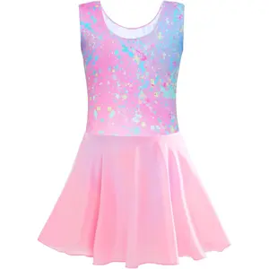 BY-LGCS023  Girls Ballet Leotards with Skirt Sparkly Sleeveless Gymnastics Dance Dresses Outfit (Toddler/Little Kid/Big Kids)