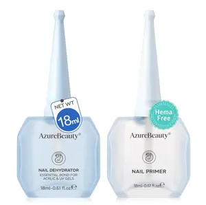 AZUREBEAUTY 18ml Nail Dehydrator and Primer, Acid-Free & Hema-Free Nail Prep Kit, No Lifting Bond for Gel Polish & Acrylic, Quick Dry Professional Natural Nail Primer for Long Lasting Manicure