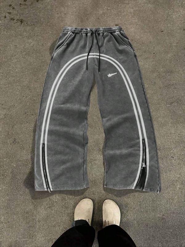 Men's Zipper Decorate Pants, Regular Fit Casual Street Comfy Pants for Spring & Fall, Men's Trousers for Daily Wear, Menswear