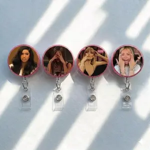 Aesthetic Facepalm Expression Acrylic Badge Reel Durable Retractable ID Name Tag Clip For Registered Nurse RN CNA Sarcastic Work Gift