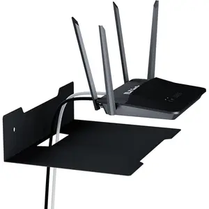 Floating Metal Wall Mount Shelf with Wire Racks, Shelf for Projector, TV Cable Box, Router, Speaker, Sound Bar, Camera, Gaming, Decor Display (1, Medium)