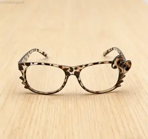 Kawaii Y2k Kitty Leopard Print Women's Glasses Trendy Decorative Accessorie Cute Fashion Cartoon Nerd Frame for Women