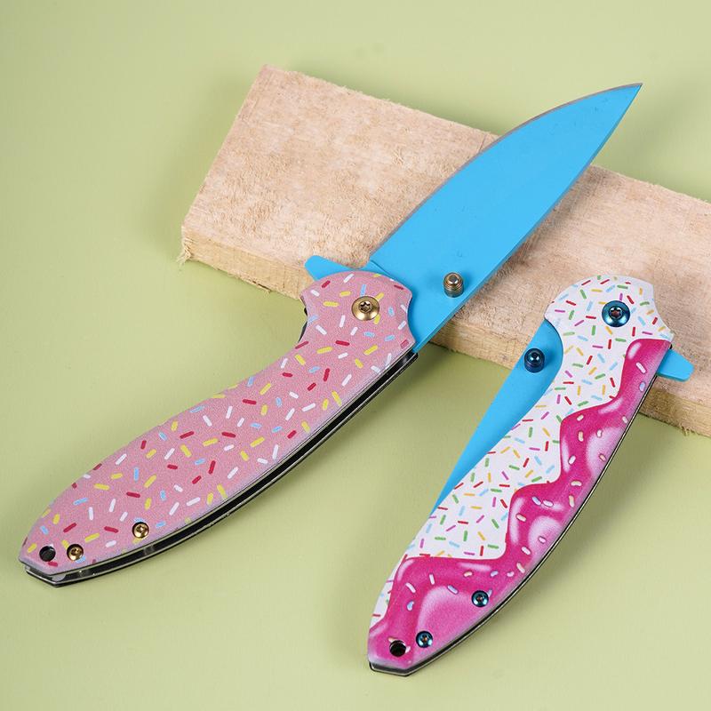 Doughnut aluminum handle folding camping EDC pocket knife foldable portable folding knife hunting knife