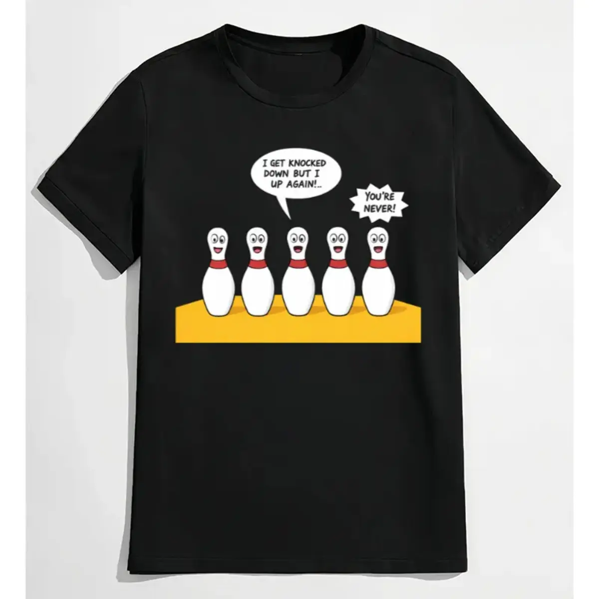 Unisex Bowling Cotton T-Shirt – Breathable Fabric with Bold Black Graphics