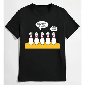 Unisex Bowling Cotton T-Shirt – Breathable Fabric with Bold Black Graphics