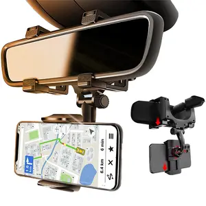 360° Rotation Rear View Mirror Phone Holder GPS Phone Mount for car, Adjustable Rotatable Car Phone Mount Rearview Mirror Phone Holder Bracket Clip Clamp Universal