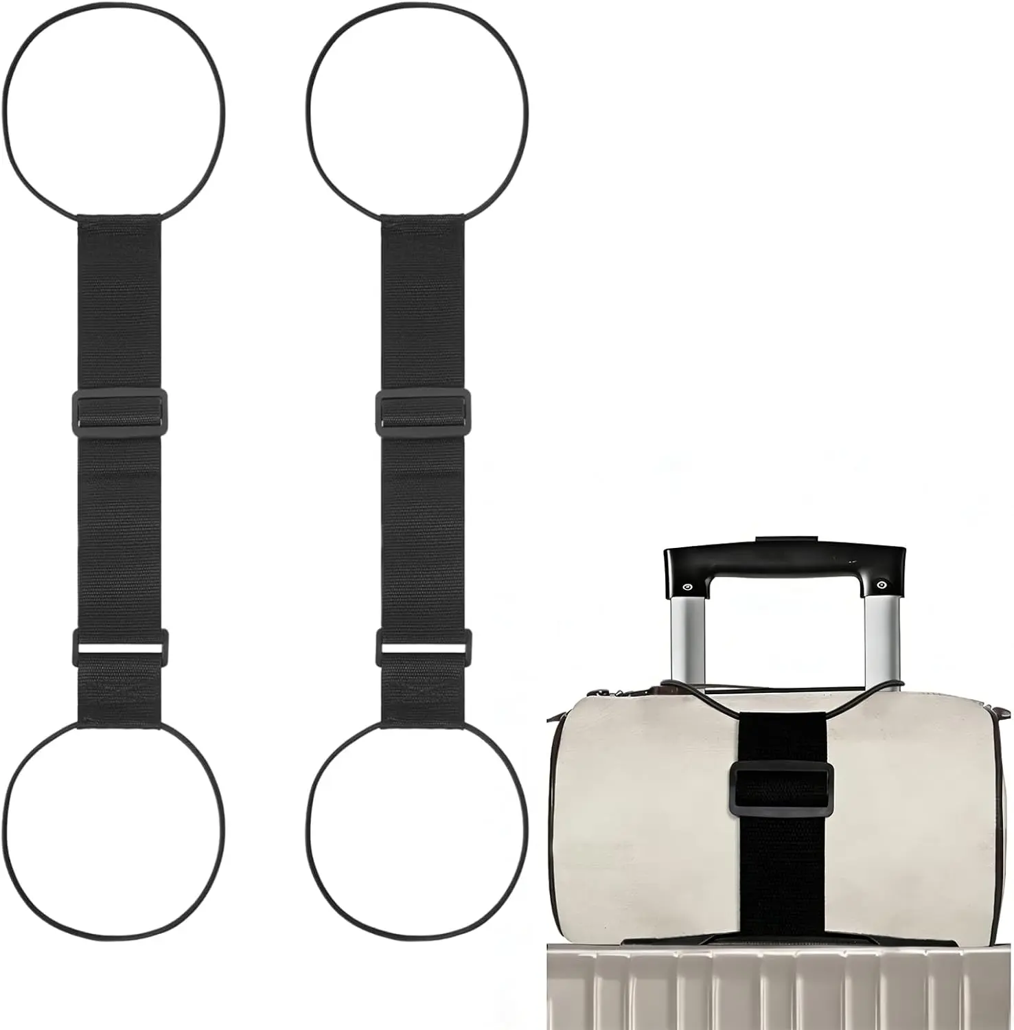 2Pcs Luggage Straps for Suitcases, Adjustable Luggage Connector Straps, Luggage Straps Bag Bungee, Add a Bag Easy to Travel Suitcase (Black)#SummerVibes