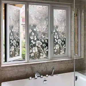 Elegant Floral Window Film, Privacy Glass Decor, PVC Static Cling, Modern Design, Suitable for Living Room Bedroom Kitchen Bathroom Home Decoration, Floral Pattern Sticker