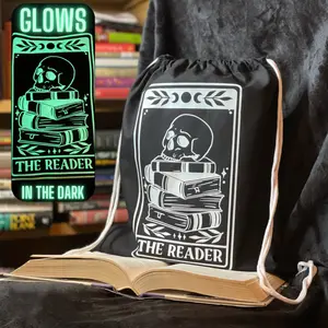 The Reader Tarot Cotton Canvas Drawstring Backpack