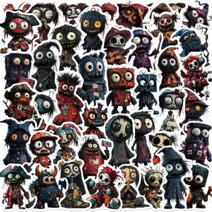 50pcs Halloween Horror Character Graffiti Series Stickers, Skull Decal, Suitable for Faith Based Designs Such As Scrapbooks, Diaries, Laptops, Water Bottles, Cars, Etc., with Positive Messages As Gifts