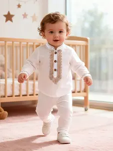 Baby Boy Elegant Romper Suit, Button Decorated Long Sleeve Jumpsuit, Baby First Birthday Party, Infant Formal Dress, Fitted Cut