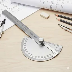 Multi-Purpose 180 Degree Stainless Steel Angle Finder Set: Durable Protractor for Engineering, Woodworking, Geometry, Student Homework, and Construction Tools. Portable Drafting Equipment for Builders and Engineers.