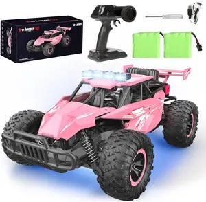 kolegend Remote Control Car  50+min Monster Trucks of Pink 20km/h 1:12 Scale 13 Inch All Terrains RC Truck with Flashing Chassis Lights Gift Toys for Girls Kids Boys