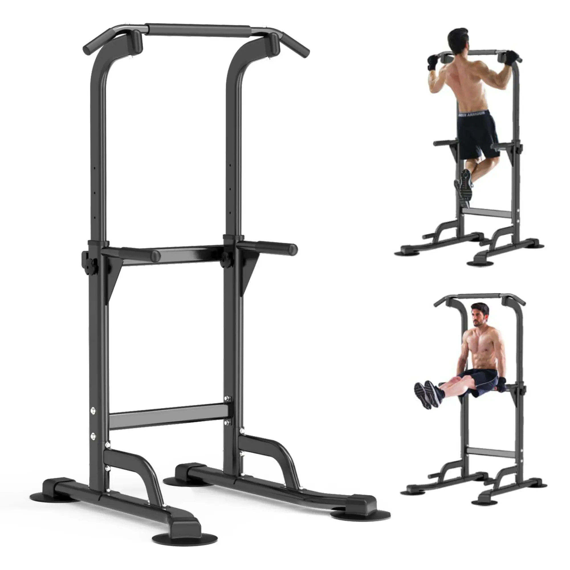 Sport Power Tower Workout Dip Station Pull Up Bar, Height Adjustable Multi-Function Dip Stand for Home Gym Strength Training Fitness Equipment