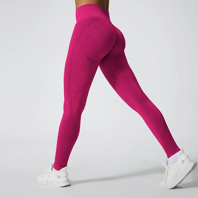 Women's High-Waist Seamless Shaping Athletic Leggings - Elastane-Polyester-Nylon Synthetics, Slim-Fitting, High Stretch, Sporty Chic Solid, Womens Skinnies Waist, for Gym Sports, Yoga Workouts