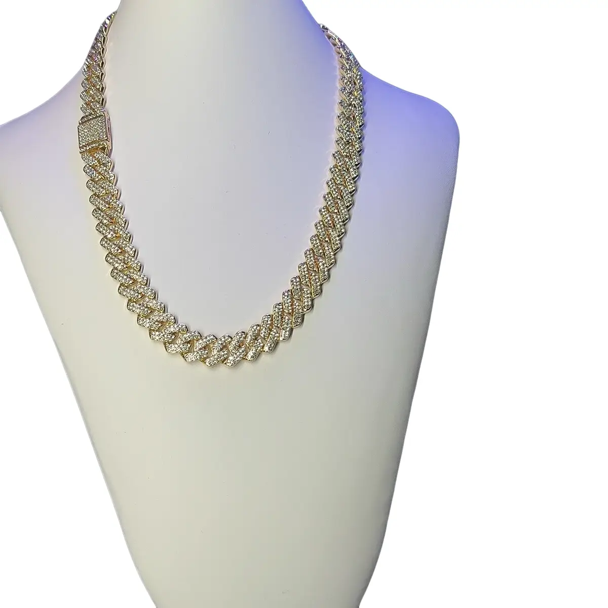 14k Gold Plated Necklace with Prong Set CZ Stones