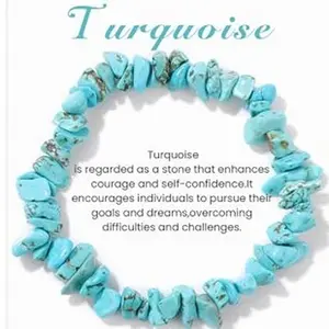 Handmade Raw Turquoise Bracelet Natural Gemstone Bracelets Stretch Healing Crystal Bracelets Turquoise Jewelry for Women Girls friendship bracelets