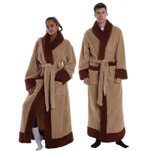 Unisex Colorblock Blanket Robe, Oversized Thickened Long Sleeve Design with Pockets, Casual Homewear Loungewear for Spring Autumn Winter
