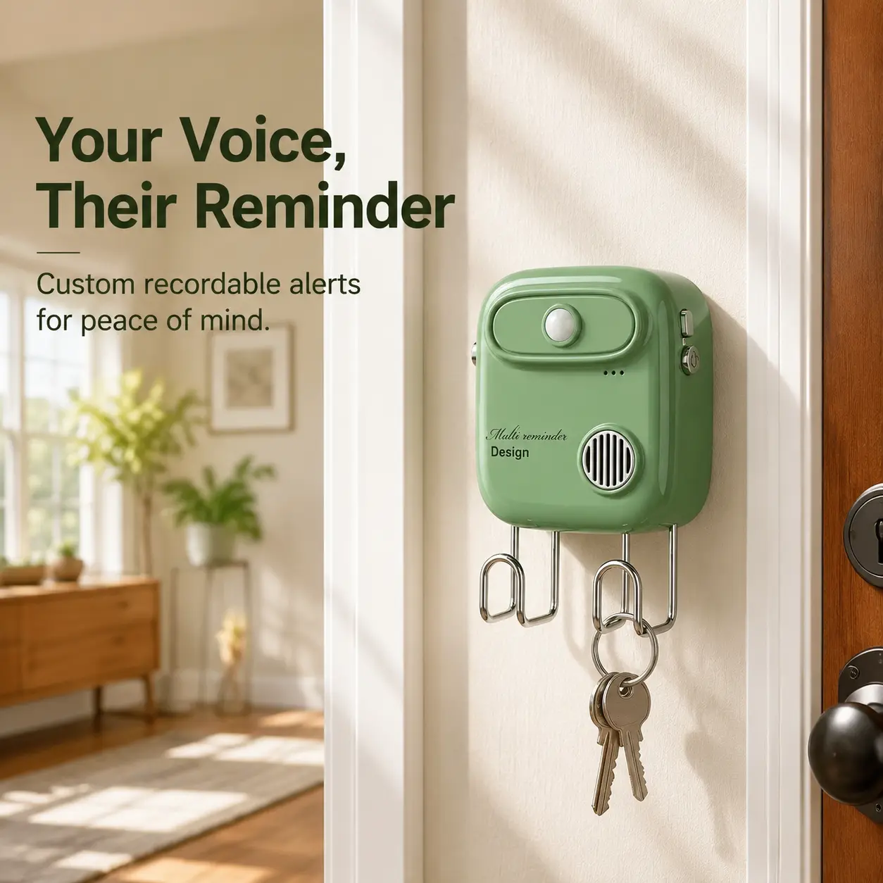 Custom Recordable Audio Smart Door Entry Voice Reminder Device - Alarm Alert for Home Use, Reminds to Grab Keys & Double-Check Household Items When Leaving, Friendly Helper for Elderly