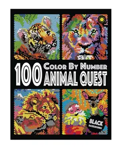 100 Animal Quest Color By number : quest activity  with 12-color palette Coloring book