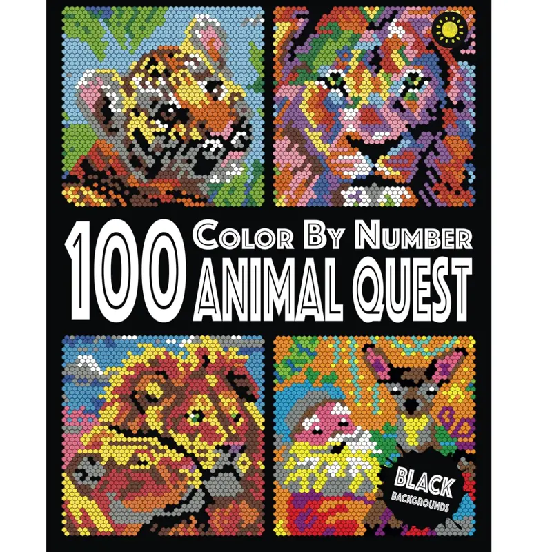 100 Animal Quest Color By number : quest activity  with 12-color palette Coloring book