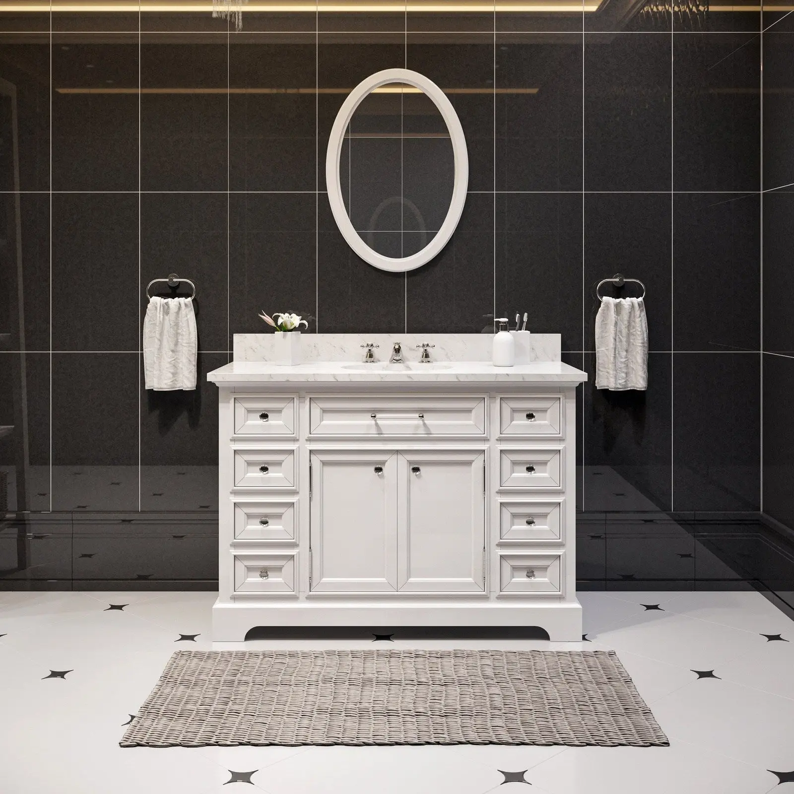 Water Creation Derby 48" Pure White Single Sink Bathroom Vanity With Faucet From The Derby Collection