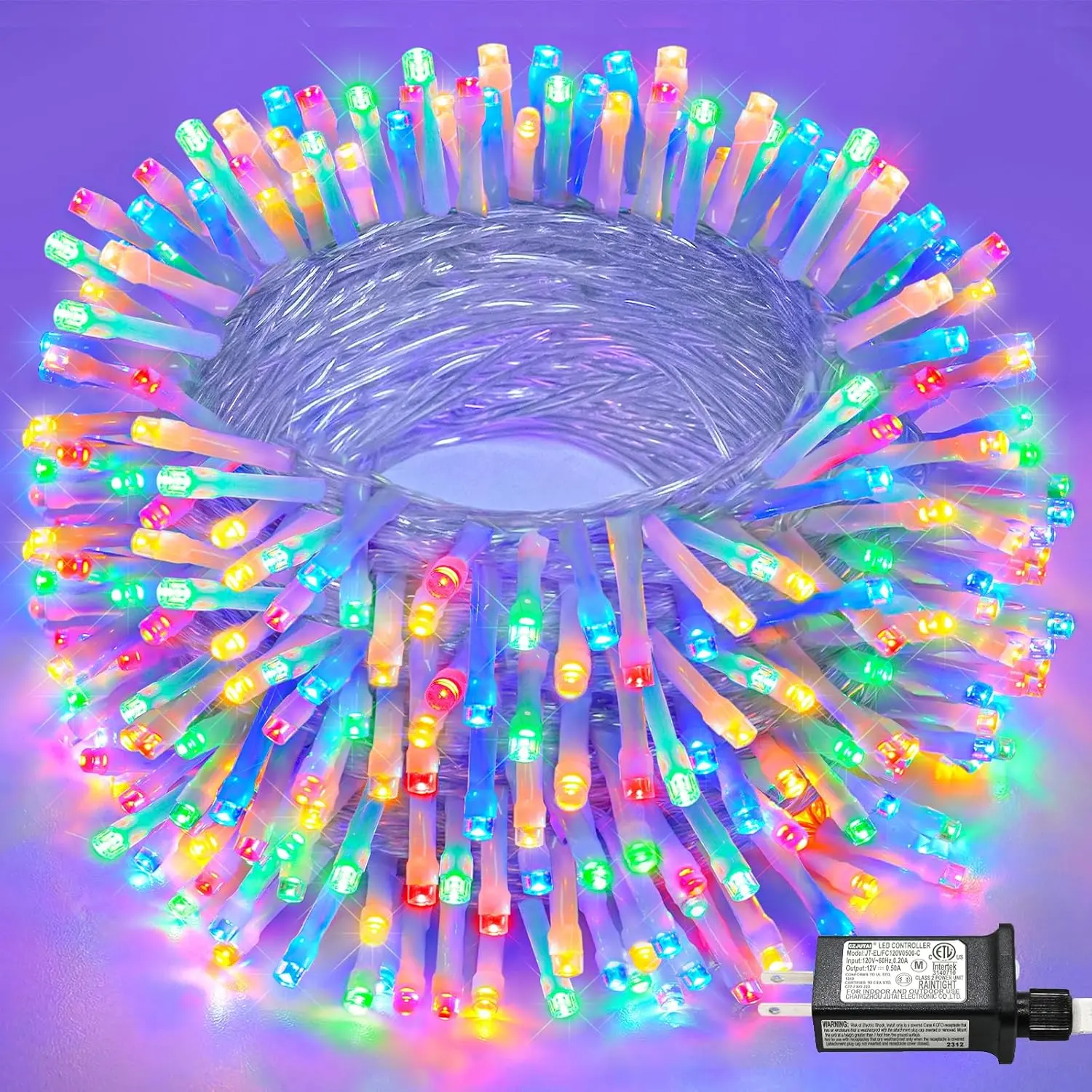165FT 500 LED Outdoor String Lights, Plug in Christmas Lights Indoor Waterproof, 8 Modes Connectable Fairy Twinkle Lights Clear Wire for Outside Bedroom Patio Garden Party Decorations, Multicolor