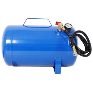 Compact Multi-Size Portable Air Compressor Tank (5/7/11 Gal) - Lightweight Durable Automotive Tire Repair Tool with Pressure Gauge, Safety Valve, 47-in Hose, Blue Storage for Inflation, Cleaning