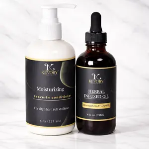 Kevory Moisture & Growth Duo - Leave-In Conditioner & Herbal Infused Oil for Dry Hair - Hydrates Softens & Adds Shine - Type 4 Textures