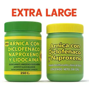 (Two Models) Arnica Strength Balm 250g Fast Acting Muscle Joint Relief Uso Externo for Pain Relief Uso Externo para Dolor with arnica con diclofenaco y naproxeno