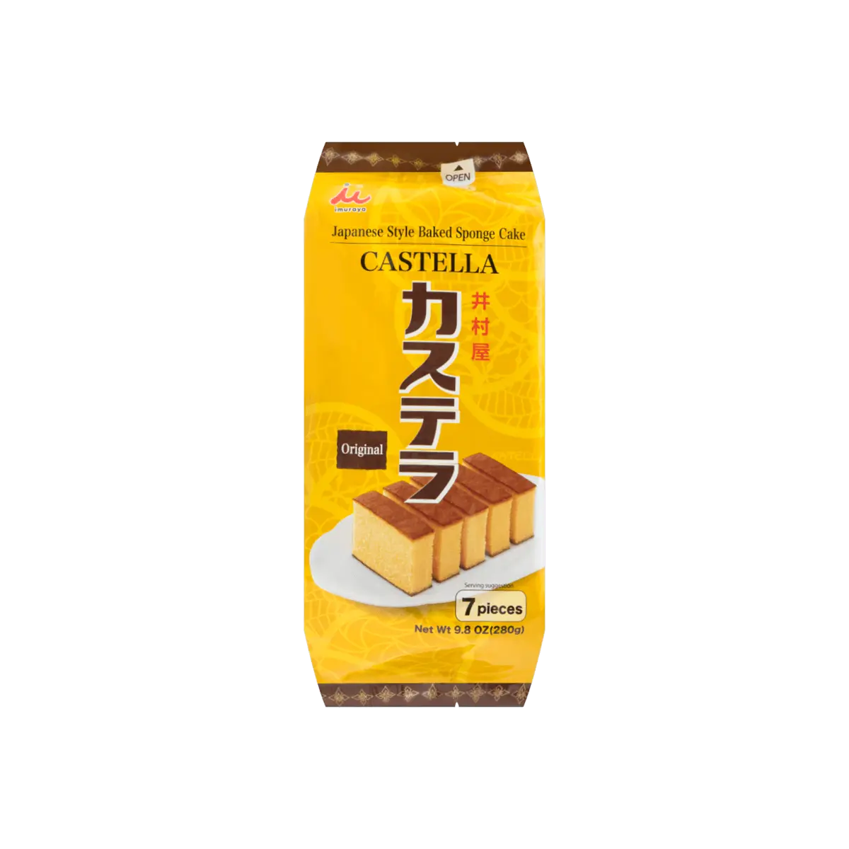 IMURAYA Japanese Castella Cake Original Flavor - Soft & Moist Sponge Cake, 7 Pieces, 280g