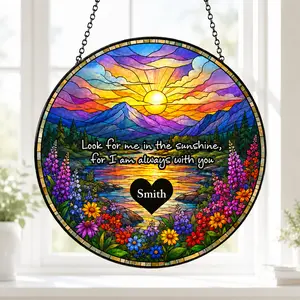 Custom Memorial Faux Stained Glass Suncatcher, Loss Of Mom Ornament, Dad Remembrance Keepsake, In Loving Memory Loss Of Dad Gift, Memorial Window Decor, Memorial Suncatcher, remembrance gift