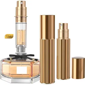 Portable Sprayer Pocket Size for Women Men Cruise Car Trip Gift 10ml Perfume Atomizer Travel Refillable,Bottom-Filling Fragrances Perfumes Bottle,Mini Cologne Dispenser  0.34oz (Gold)