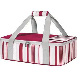 Insulated Casserole Carrier for Hot or Cold , Lasagna Lugger Tote for Potluck Parties/Picnic/Cookouts, Fits 9"x13" Baking Dish, Red