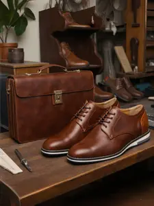 Men's Business Casual PU Leather Derby Shoes, Anti-Slip Sole, Breathable Lining, Low Top Medium Width, All Season Wear, Business Casual Oxfords