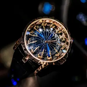 Knights Templar-inspired Skeleton Watch, Gothic Sunburst Dial, Luxury Leather Strap Wristwatch