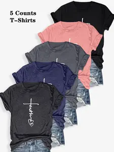 Women's Heart & Letter Print Round Neck Tee, Casual Short Sleeve Crew Neck T-shirt for Summer, Fashion Women's Top for Daily Wear