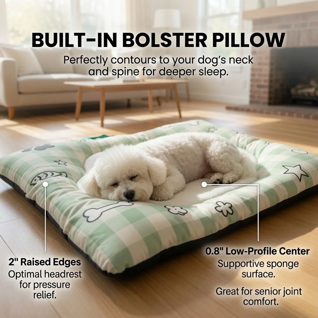 SilverSnug Orthopedic Waterproof Dog Mat Bed with Headrest Bolster - Portable Travel Mat for Senior Small & Medium Dogs (Up to 44 lbs)