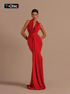 Elegant Formal Halter Neck Off-Shoulder Bodycon Dress, Sleeveless Backless Design, Perfect for Parties & Events, Women's Fashion Clothing, Womenswear