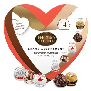 Ferrero Collection Valentine's Heart Gift Box, 14 Assorted Dark, Coconut, Almond, Cappuccino Gift Box, 5.1 oz