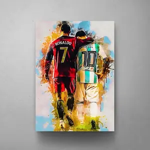 Lionel MESSI & Cristiano RONALDO Art, Soccer World Cup 2022, Legends Wall Art